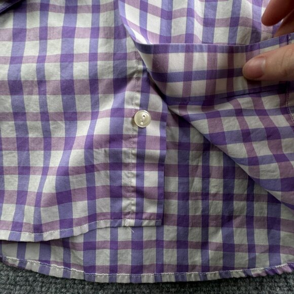 Eton Button Up Shirt Long Sleeve Men Pink Purple Check 15.75 Contemporary Cotton - Picture 10 of 16